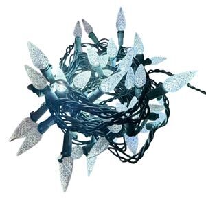 Philips Christmas Cool White LED C6 Faceted String Lights Green Wire Plug In